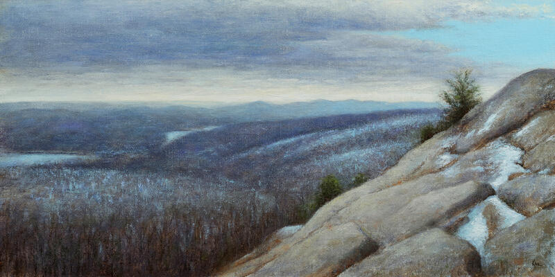 A Breath of Blue – On Carris Hill at Norvin Green State Forest, painting by Joe Kazimierczyk
