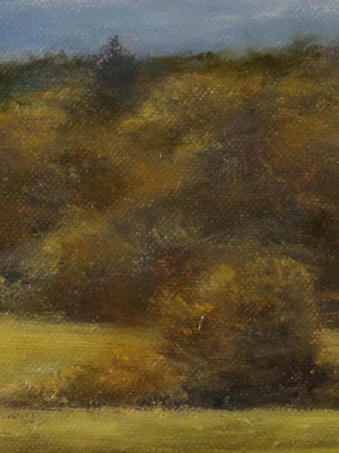 Clover Hill Sky – Cloud filled sky over Clover Hill, NJ, on Rainbow Hill Road, painting by Joe Kazimierczyk