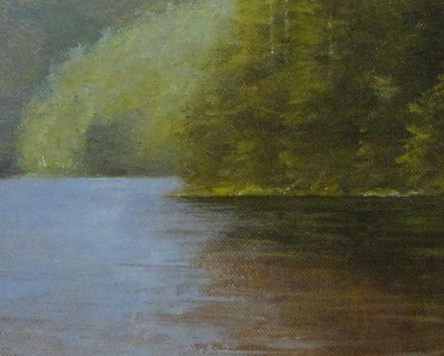 Lower Ausable Lake – Lower Ausable Lake in the Adirondack Mountains with Mt Colvin in the background, painting by Joe Kazimierczyk